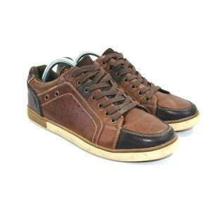 Call It Spring Men's Brown Leather Comfort Sneakers Shoes Size 9 M